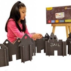GrapplerTodd Active Architect - Independent Play Toys - Wooden Blocks for Toddlers - Construct Buildings, Towns and Cities - Chalkboard Edition