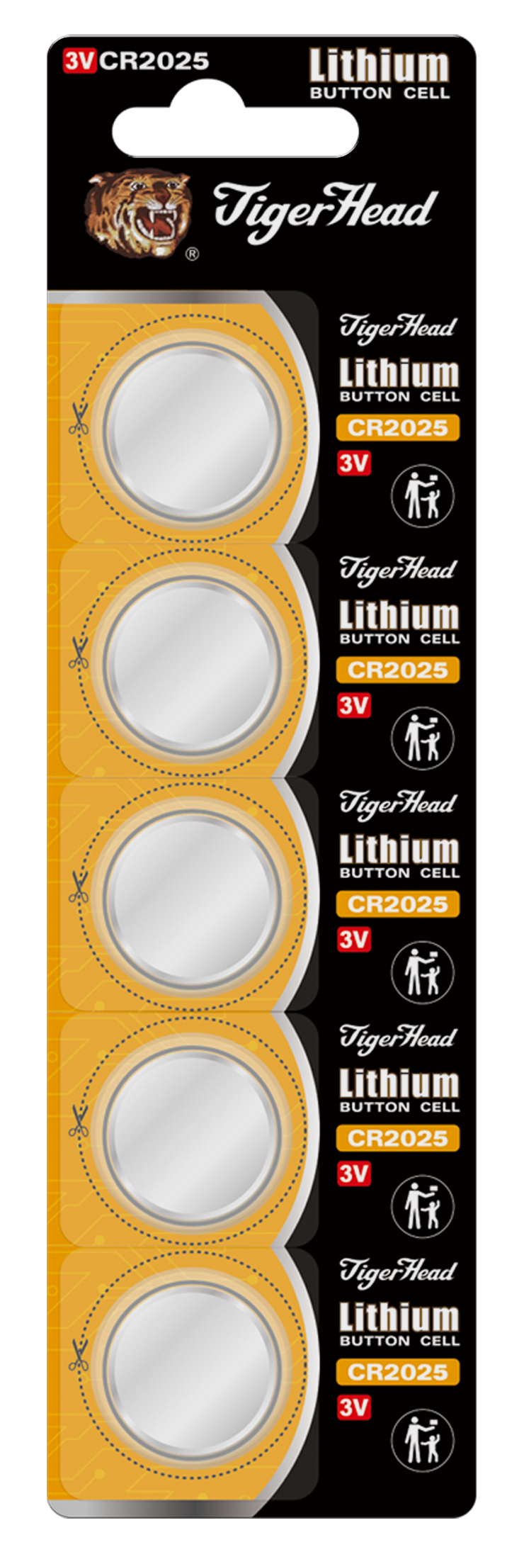 Tiger Head CR2016 CR2025 CR2032 Lithium Button Cell Batteries 0% Mercury 3V battery manufacturer