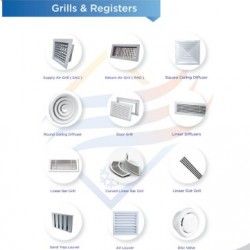 DUCTS, FLEXIBLE DUCTS, PREINSULATED DUCTS AND SHEETS, ROUND AND SQUARE DUCTS, G.I ROUND DUCTS, GRILLS AND REGISTERS